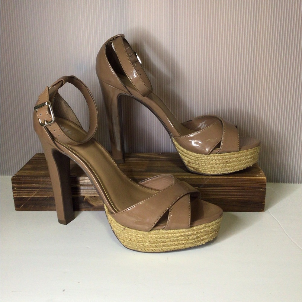 Taupe platform heels